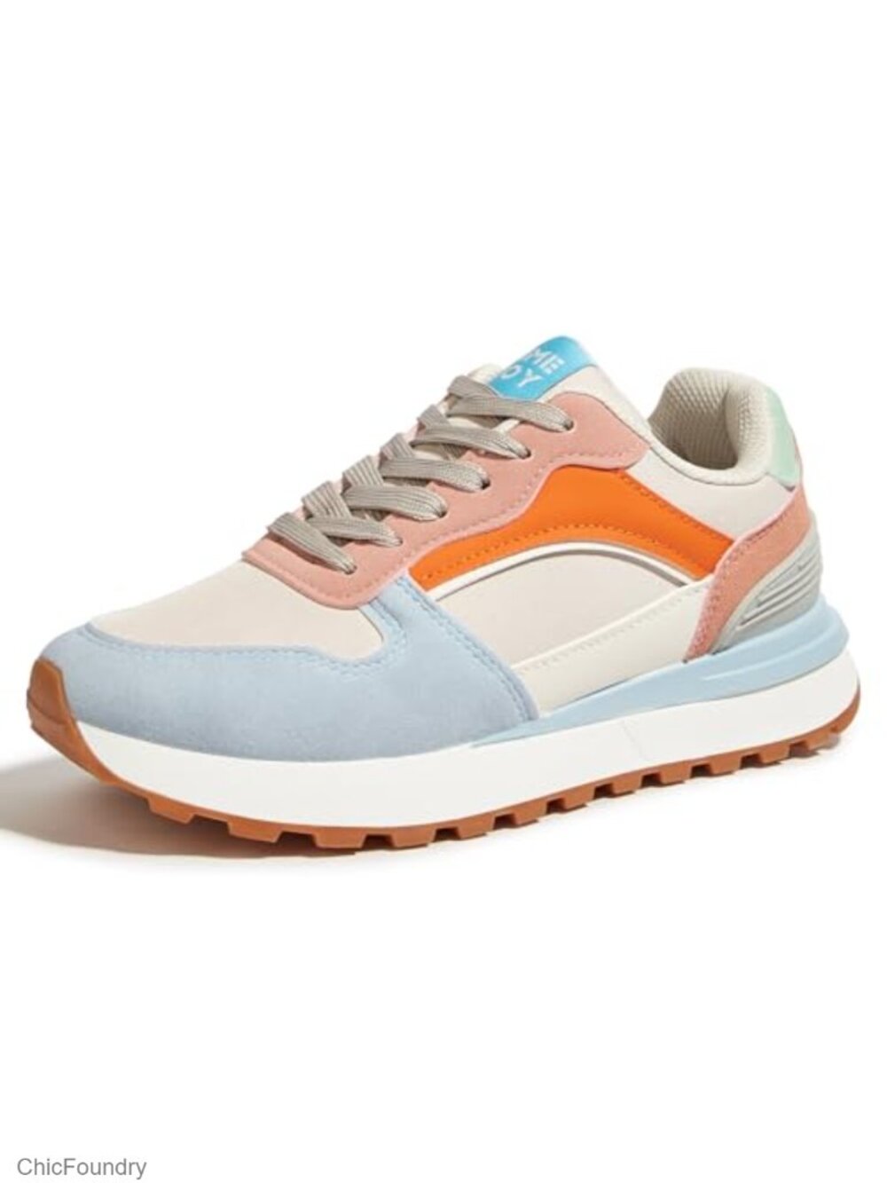 Women's Oxford Fabric Lace-Up Platform Sneakers, Chunky Walking Shoes